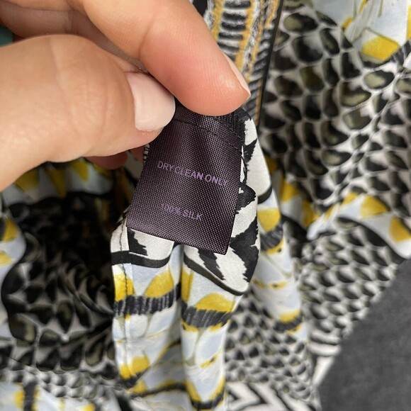 Hale Bob Womens Silk Sheer Abstract Print Blouse Yellow White Black Size XS EUC - Picture 8 of 8
